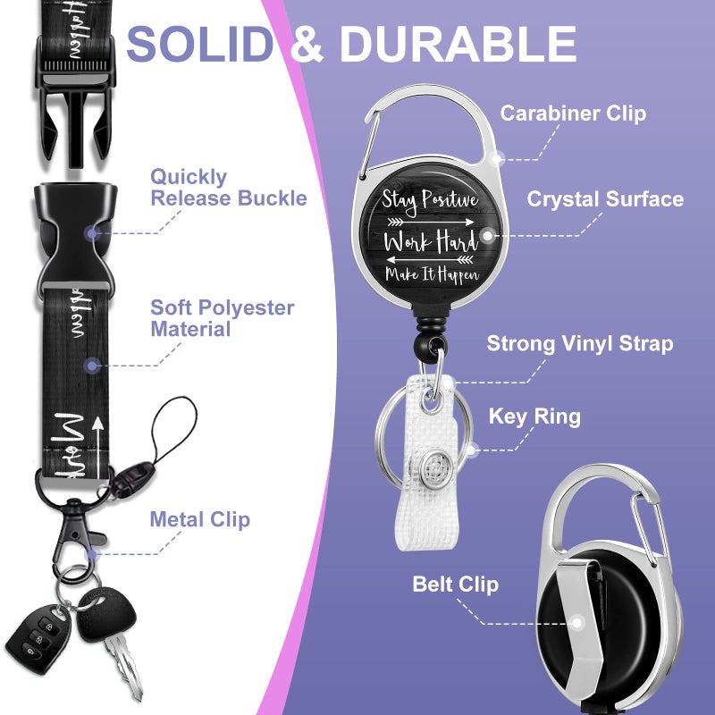 Toykee ID Badge Holder with Lanyard and Retractable Badge Reel Clip  Inspirational Quote Card Name Tag Lanyard Vertical ID Protector Bage Clips for Nurse Nursing Doctor Teacher Student Black - Image 4